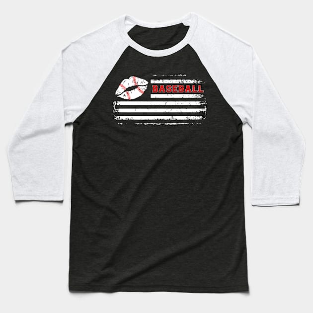 Lip Baseball American Flag Baseball T-Shirt by webster